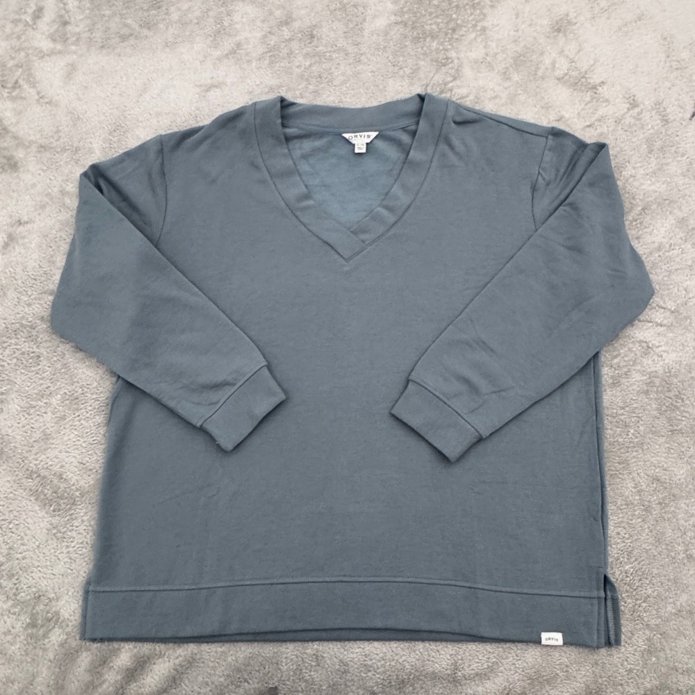 Orvis Women's Sweatshirt Size XL Stone Grey‎ Oversized Long Sleeve Pullover